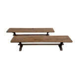 Pair of Solid Oak Farm Benches