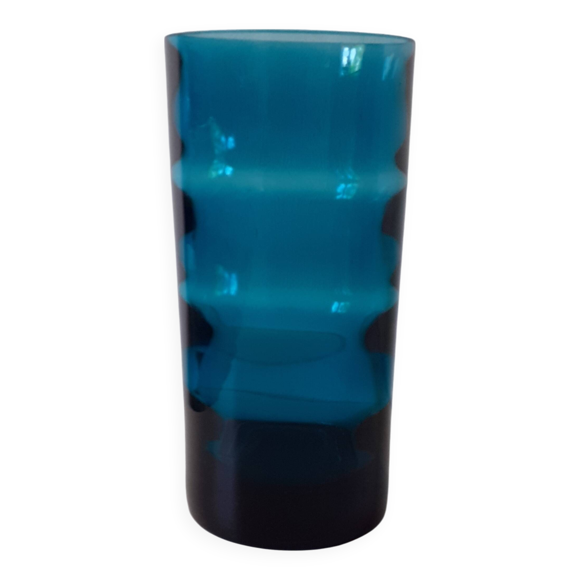 Vase en verre bleu