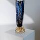 Vintage Murano glass vase by Barovier, royal blue with gold, 1960s.