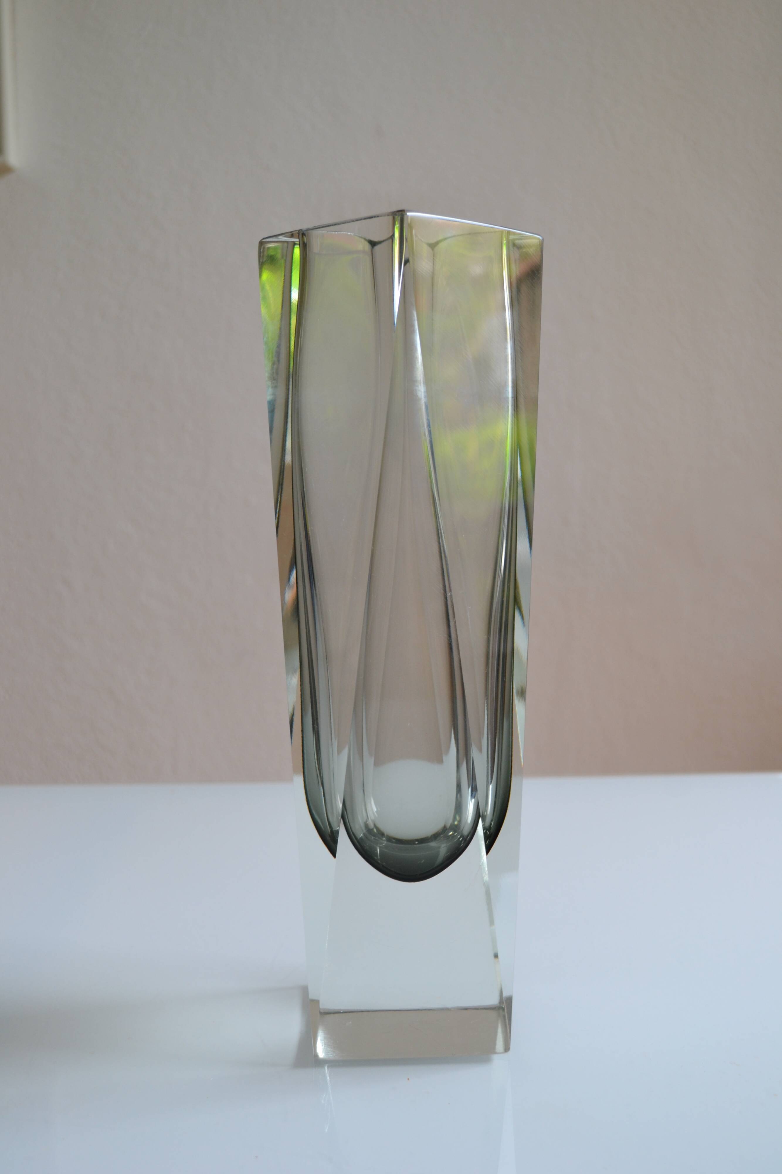 Murano Sommerso Vase Gray Blue 30 cm Vintage 1970