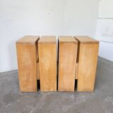 Pair of pine stools or bedside tables, mountain furniture, 1950s