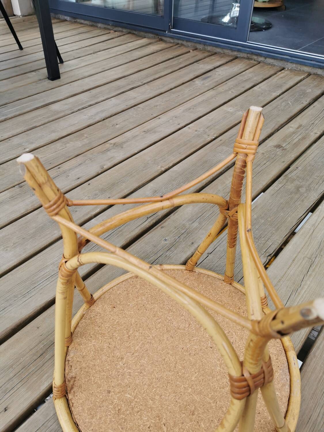 Vintage bamboo and rattan coffee table