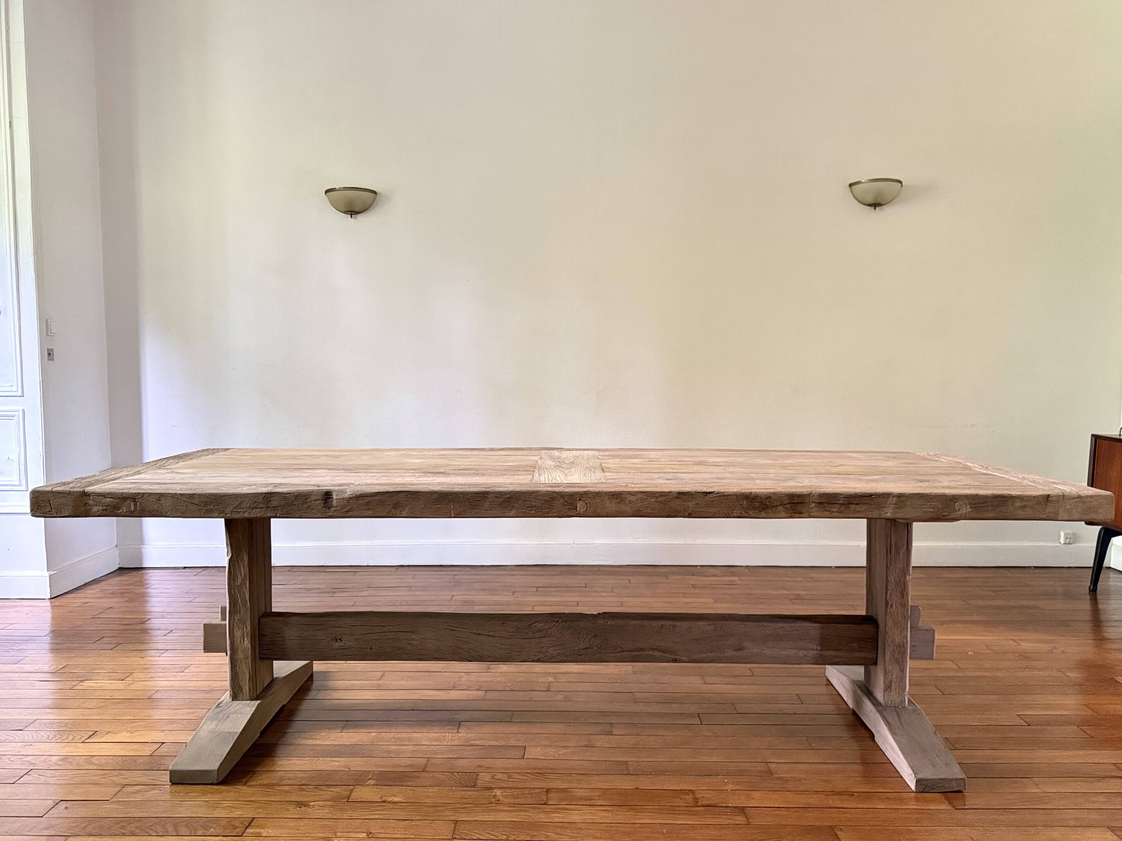 Farmhouse table in old solid oak - HED 200 x 100 cm