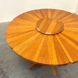 Unique round solid pine dining table, 1970s