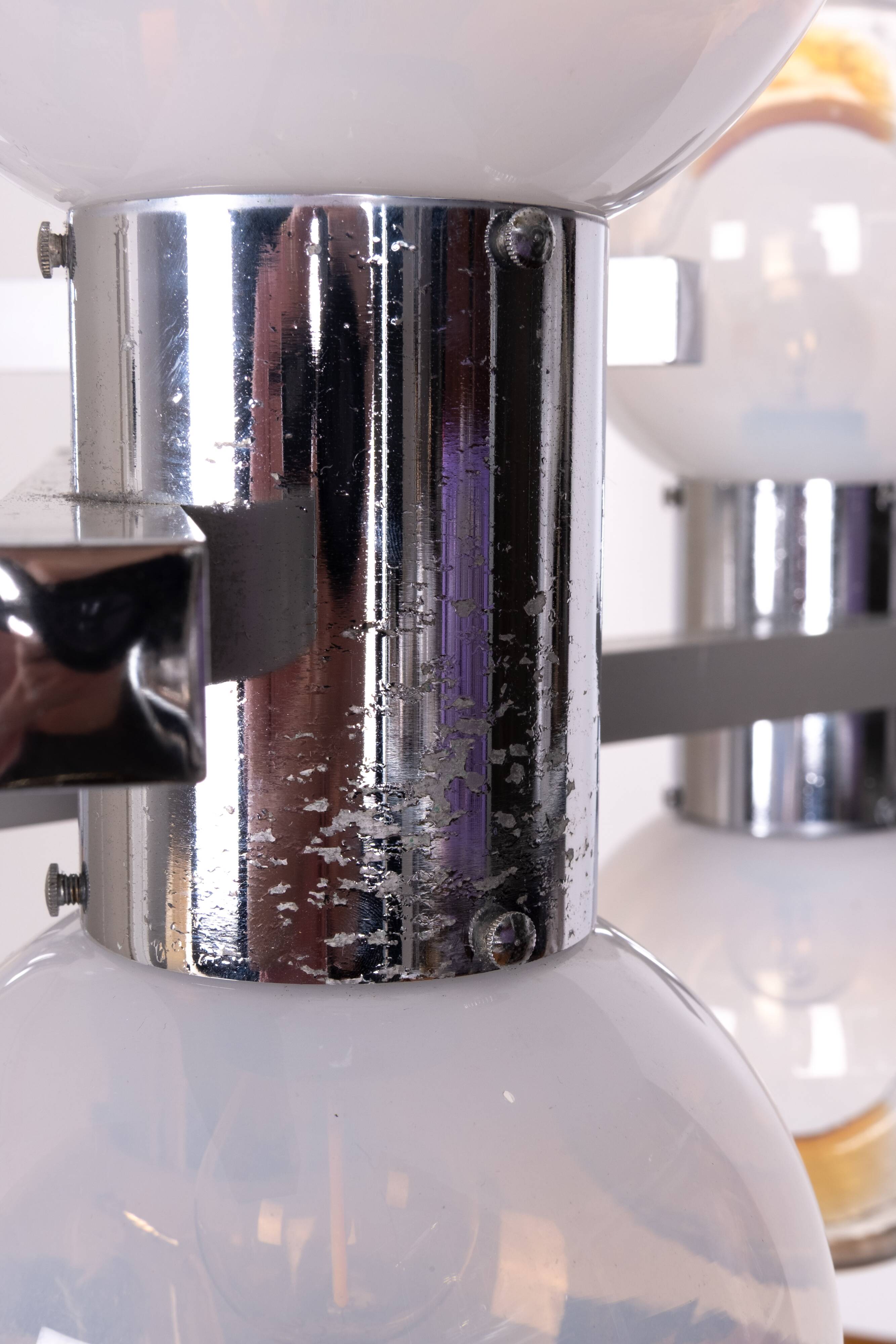 Mazzega Murano Chandelier / Space Age Glass Pendant Light 1970s Italy