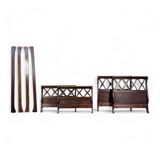 Pair of mahogany swan neck beds