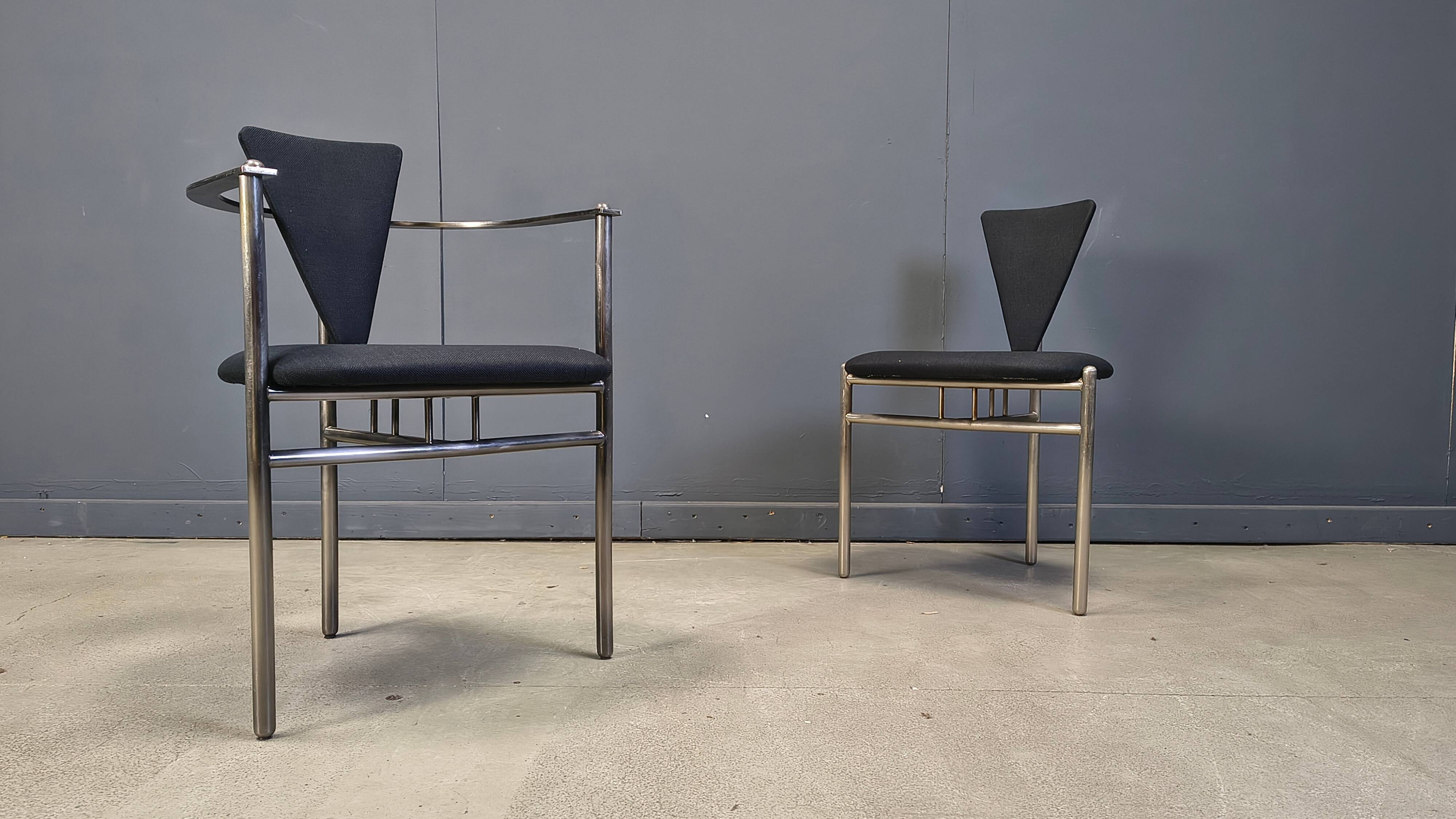 10 chaises de salle à manger postmodernes par Belgochrom, années 1980