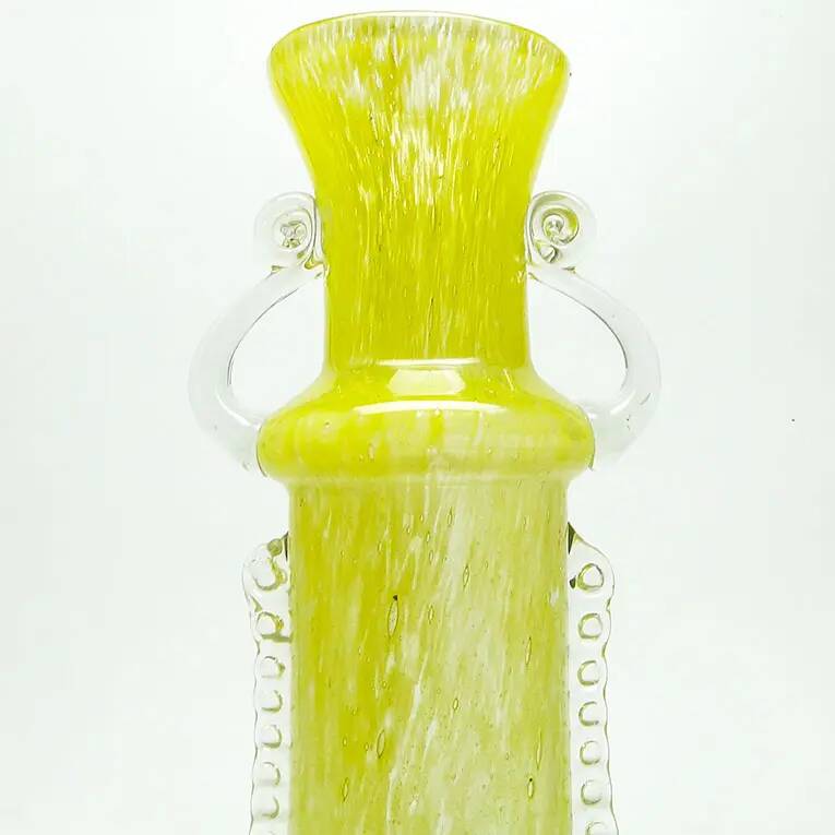Vase postmoderne, verre jaune, Pologne, années 1970