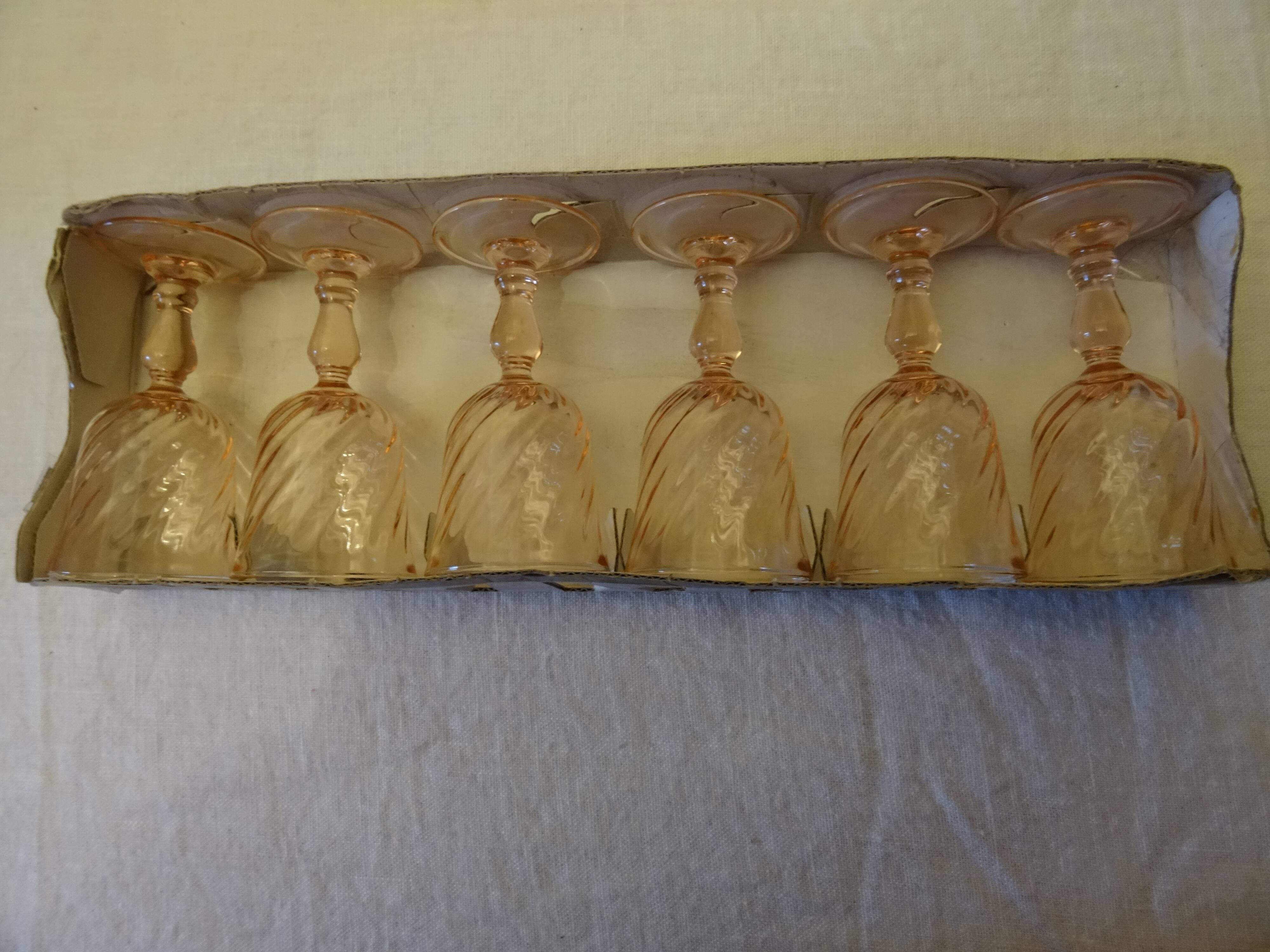 Lot of 6 vintage Rosaline shot glasses