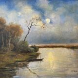 Paintings  "Lakescapes" nocturnal and daytime signed L. Arnoux