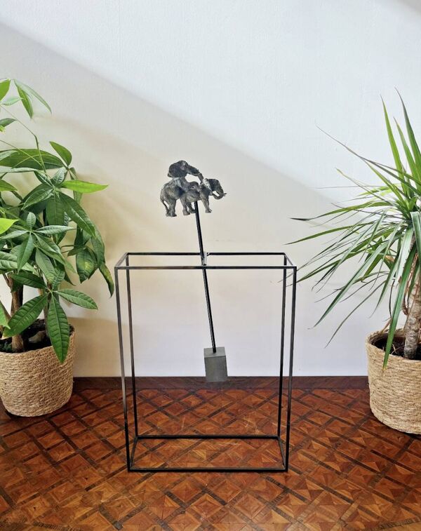Bronze ancien – Éléphant à bascule – par Charlotte Champion (1969)