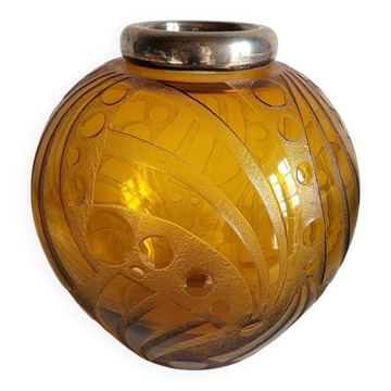 Grand Vase Boule en verre teinté et fumé