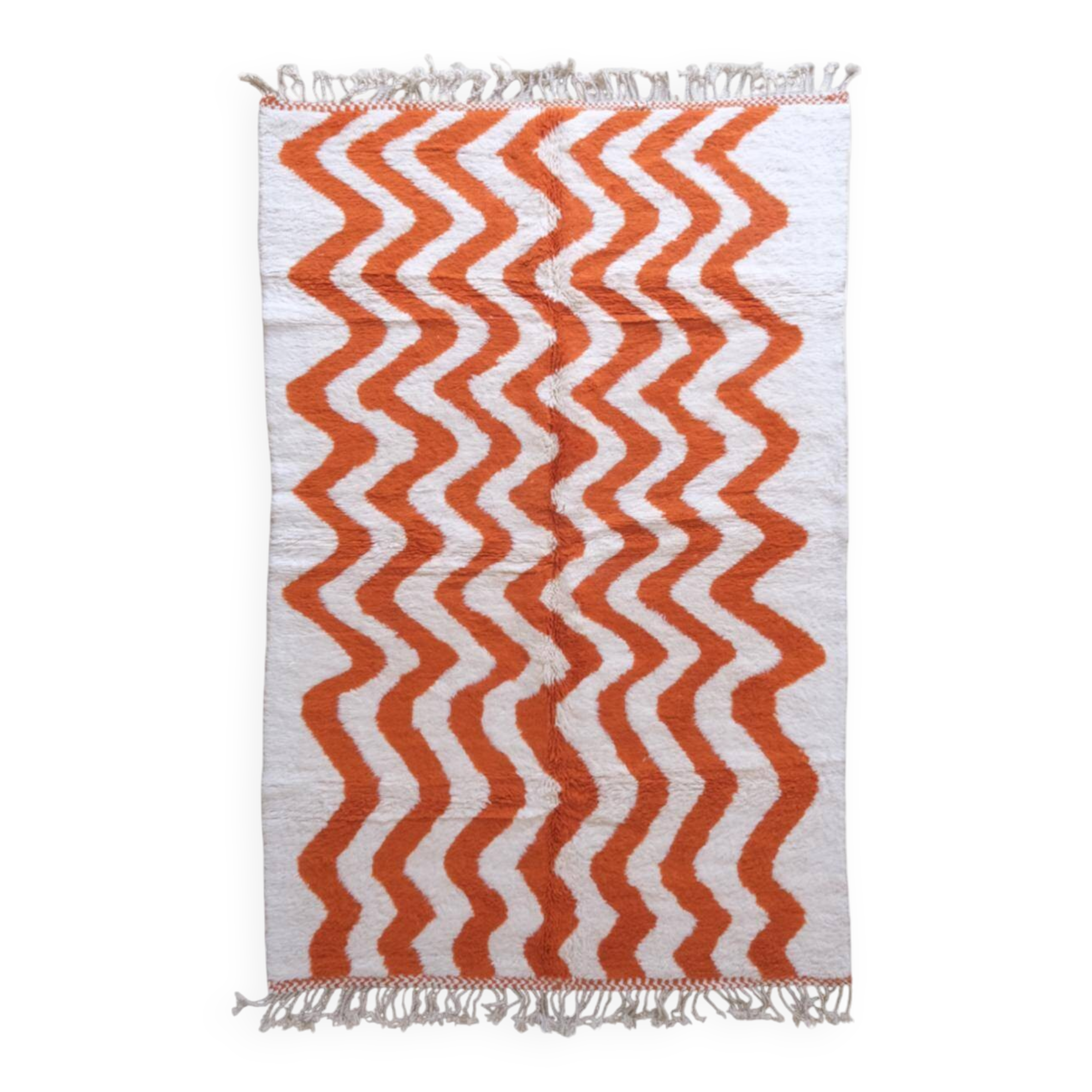 Contemporary Orange and White Rug - 303 x 200 cm