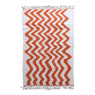 Tapis Contemporain Orange et Blanc - 303 x 200 cm
