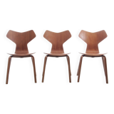 Set of 3 “grand prix” teak chairs