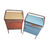 Pair of metal bedside tables and shelves formica years 60 in their juice