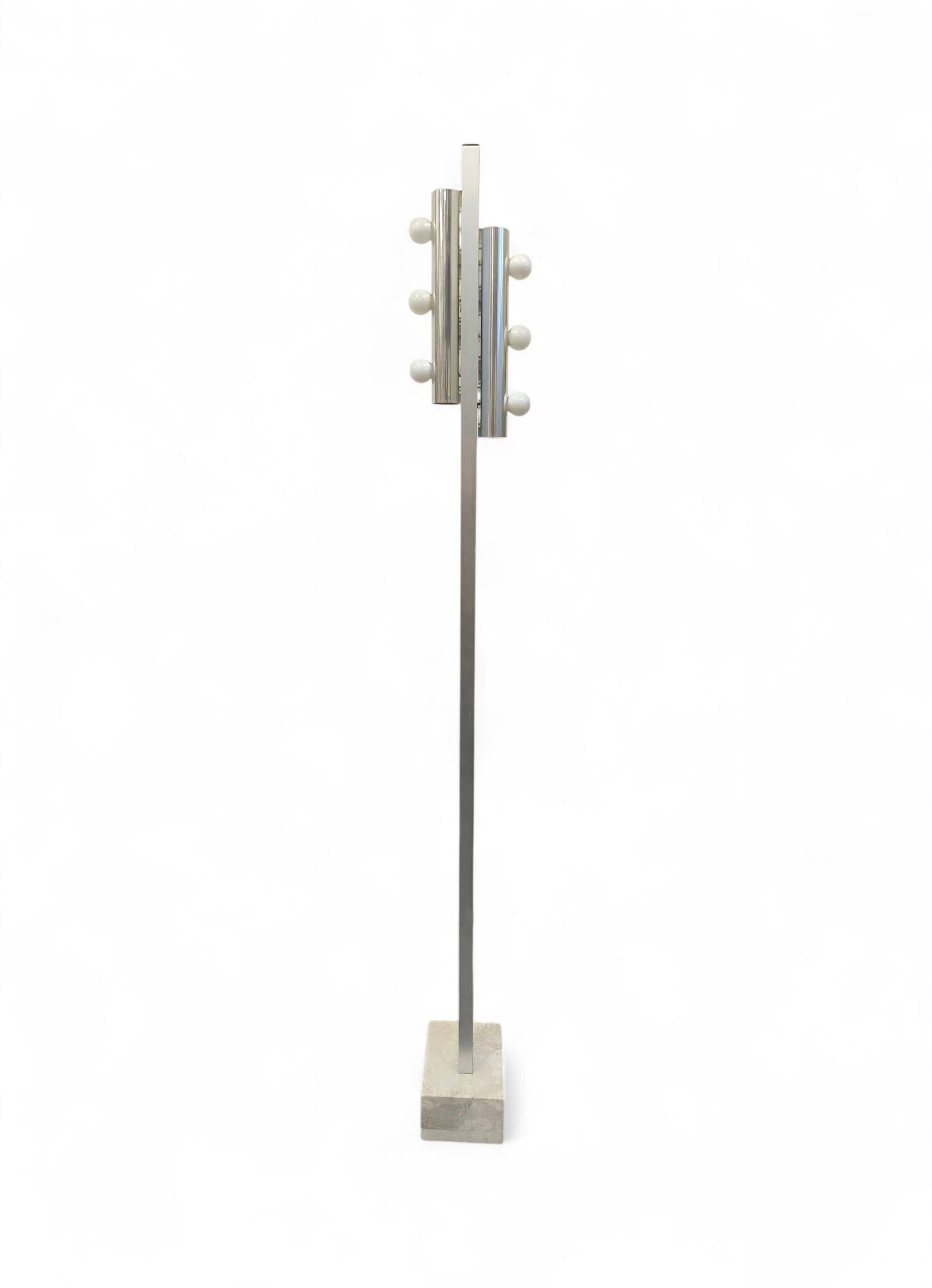 Targetti floor lamp with 6 lights and marble base, 1970s.