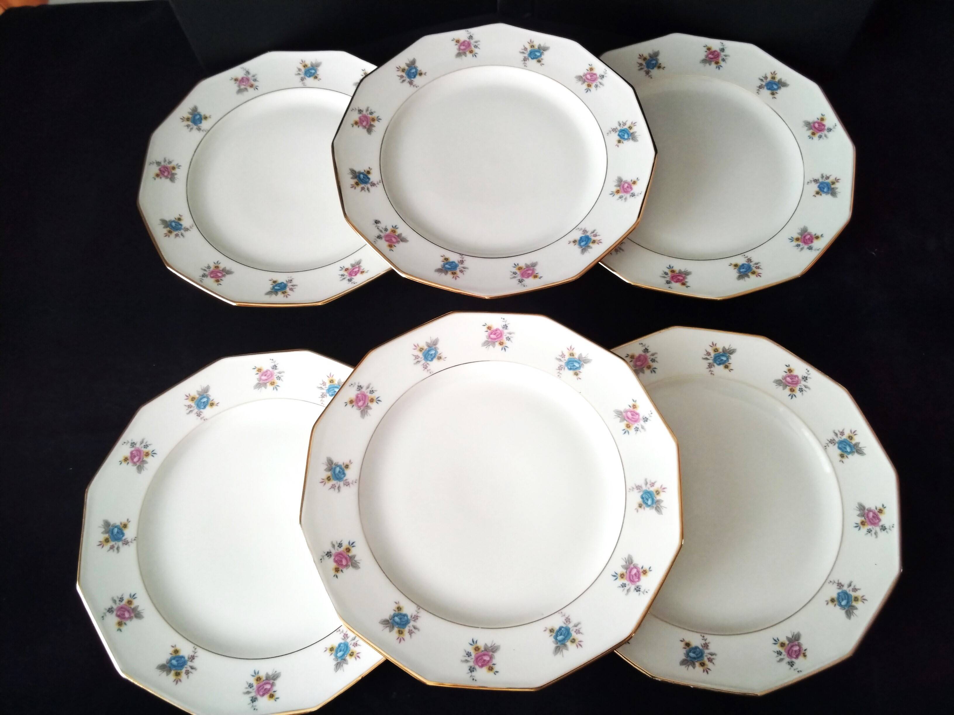 6 flat plates in Limoges porcelain