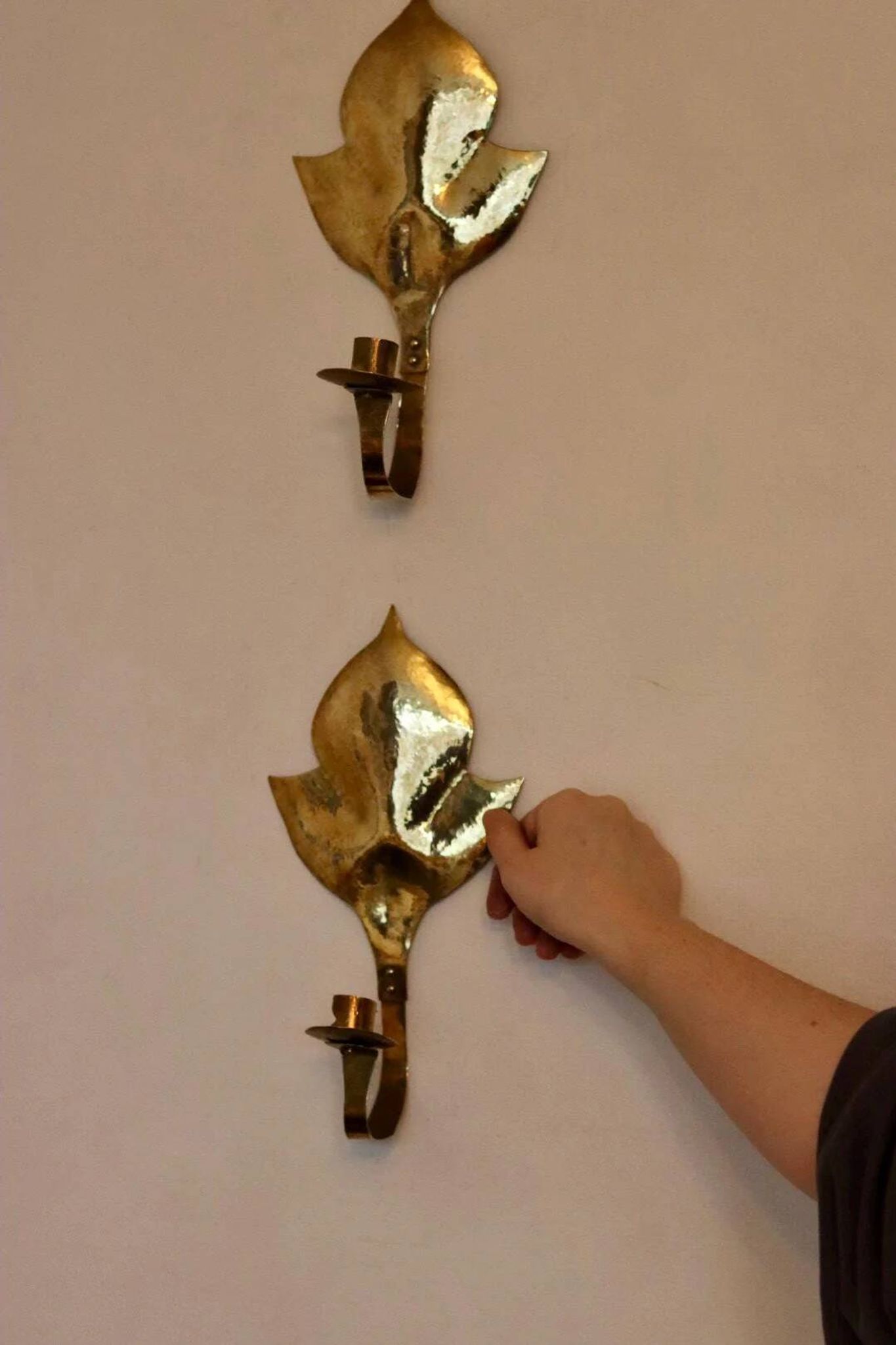 Pair of mid-century Swedish brass sconces