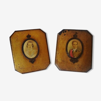 Ancient metal chocolate boxes with royal portraits