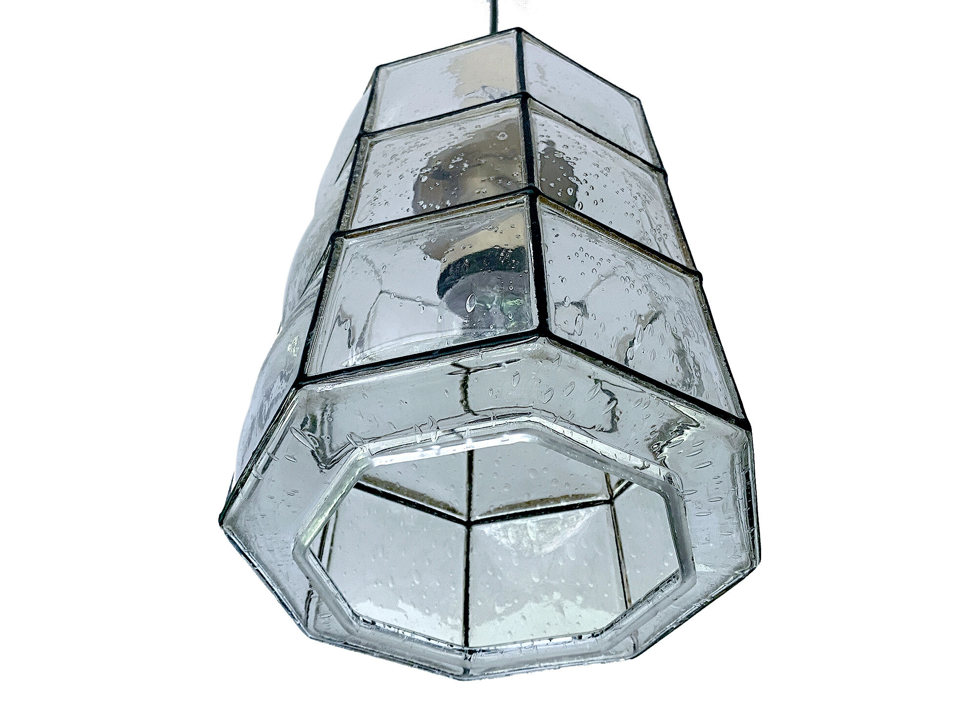 Pair of pendant lamps vintage limburg, glass & brass, 70s