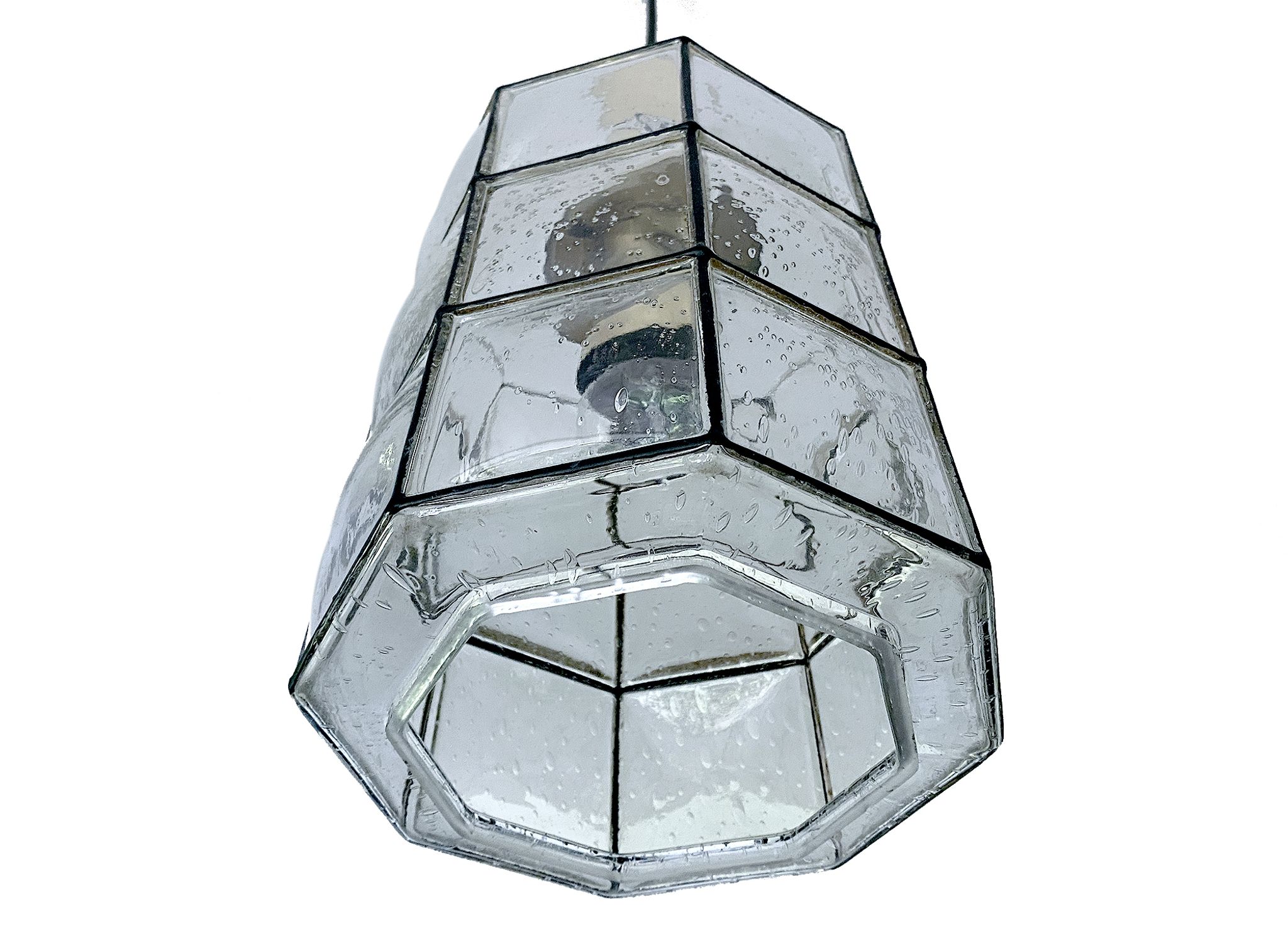 Pair of pendant lamps vintage limburg, glass & brass, 70s