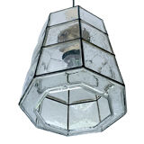 Pair of pendant lamps vintage limburg, glass & brass, 70s