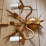 Double wall lamp in golden metal ears of wheat