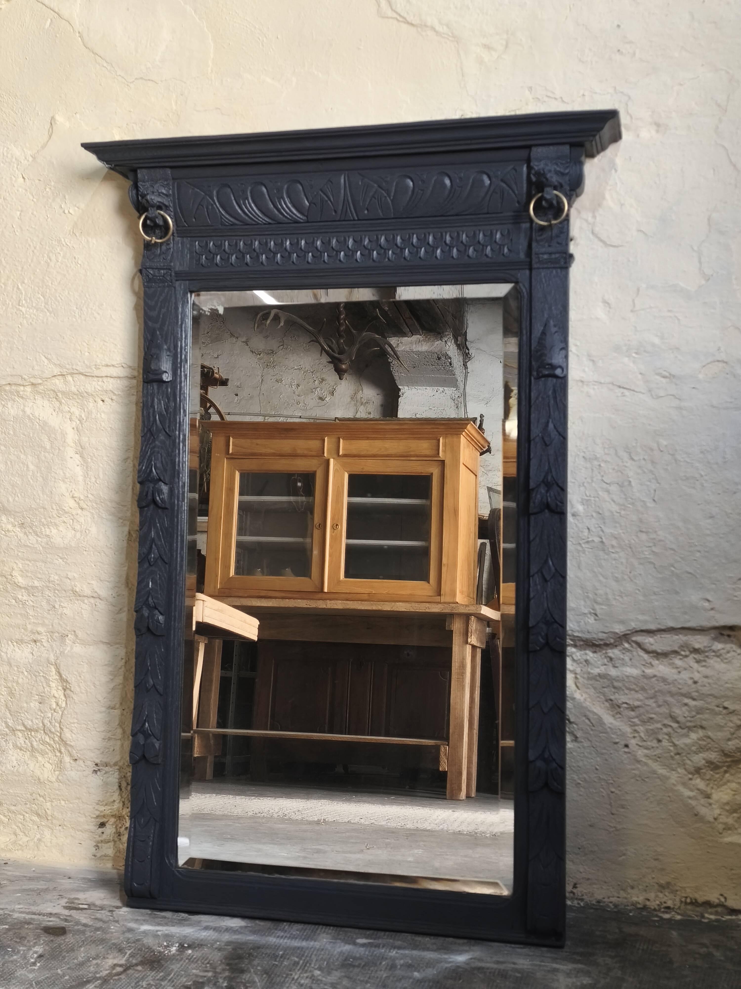 1920s mirror in dark grey painted oak
