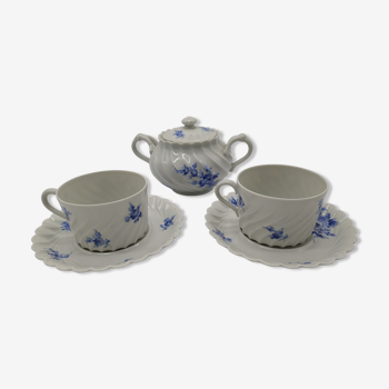 Haviland cup duo and its Limoges porcelain sugar bowl