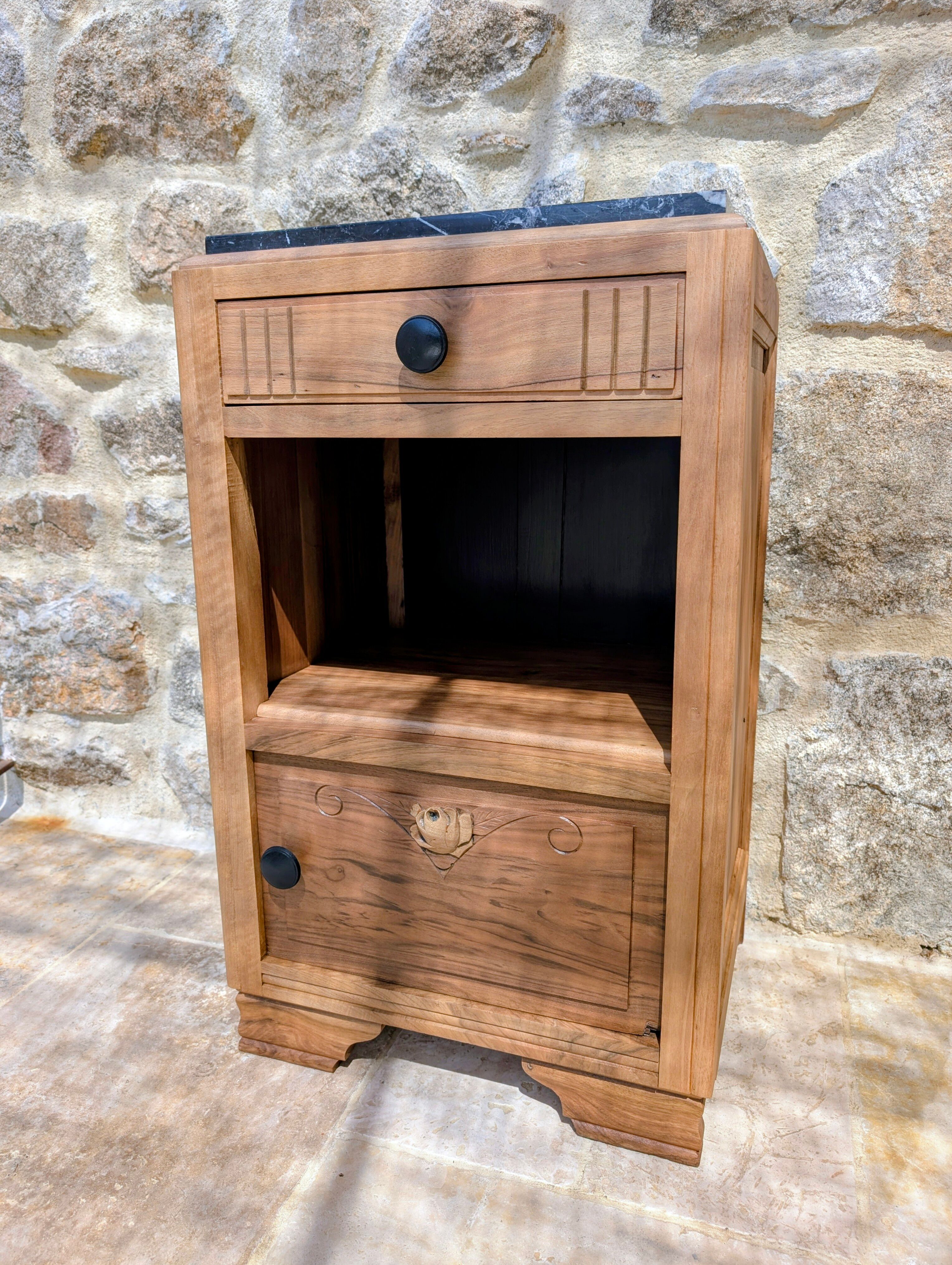 Art Deco Walnut Cabinet Maker Nightstand