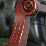 Green Cowhide Leather Chesterfield Office Chair on Wheels