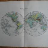 Old physical world map - 1893