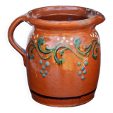 19 th Century French Glazed Terracotta Pitcher Alsace