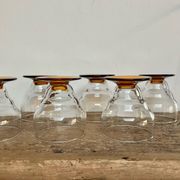6 verres vintage aux pieds ambrés