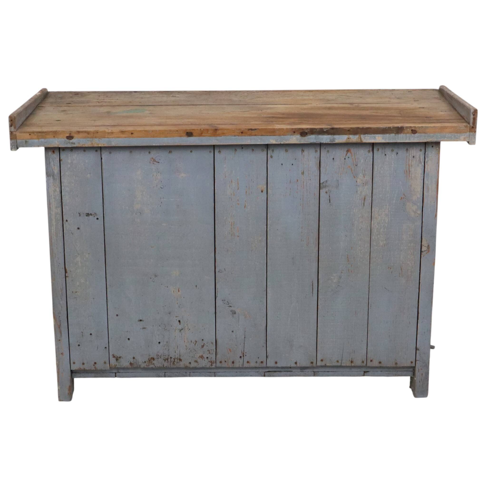 Characterful Old Blue Workbench Sideboard Unique 124cm