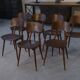 Set of 7 oak and beech plywood chairs
