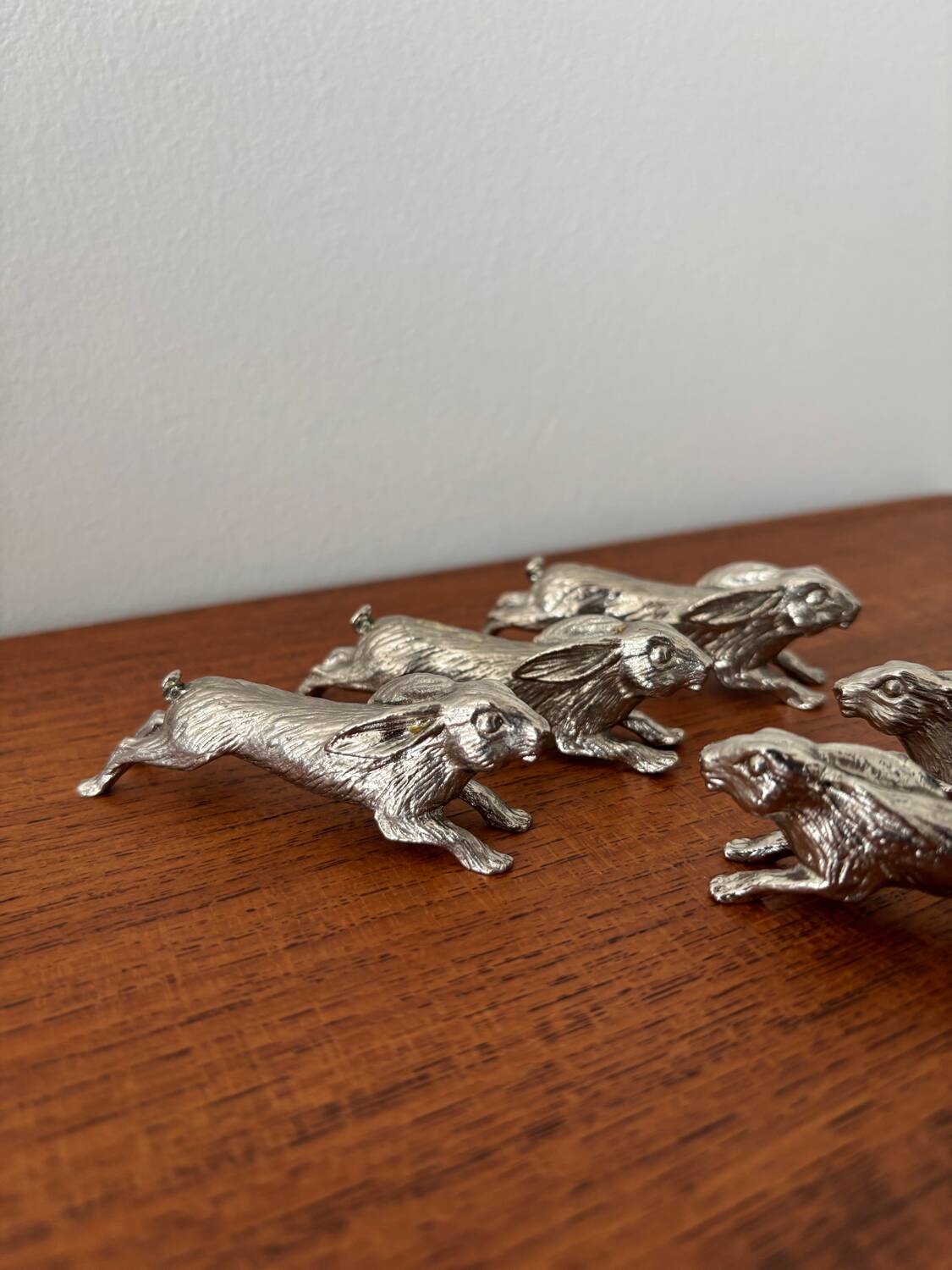 Set of 6 vintage silver-plated knife rests – rabbit shape – style