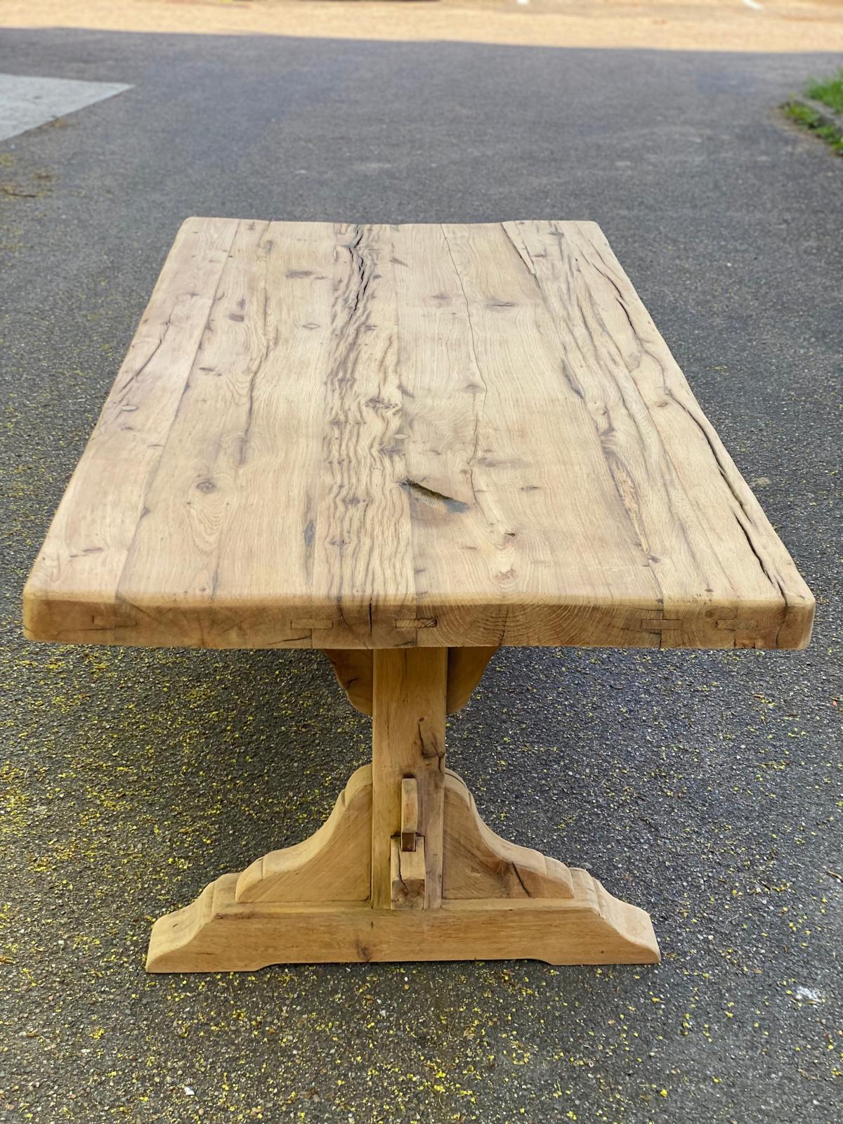 Table à manger de monastère rénovée en chêne massif du 18ème 200cm