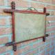 Old barber's mirror in bamboo varnished wood 55x44cm