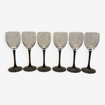 6 verres à pieds noirs et blancs 80’s