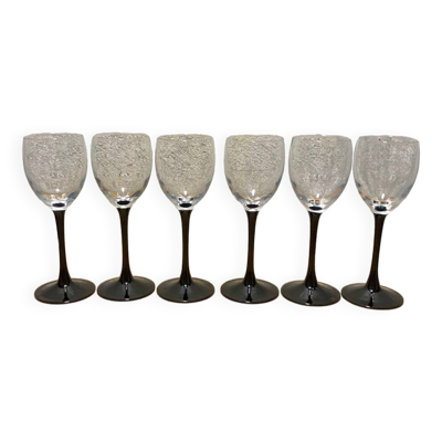 6 verres à pieds noirs et blancs 80’s