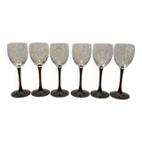 6 80's black and white stemmed glasses