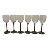 6 verres à pieds noirs et blancs 80’s