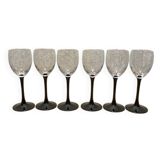 6 verres à pieds noirs et blancs 80’s