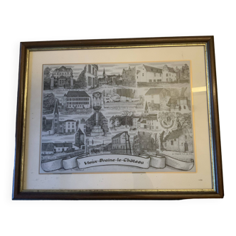 Glass engraving illustrating the magnificent village of Braine-Le-Château
