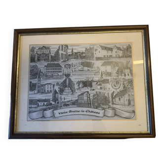 Gravure sur verre illustrant le village de Braine-Le-Château