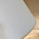 Turned wooden lamp, 2M fabric cable, cotton shade.