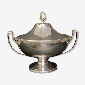 2203138 Old large tureen in silver metal nineteenth