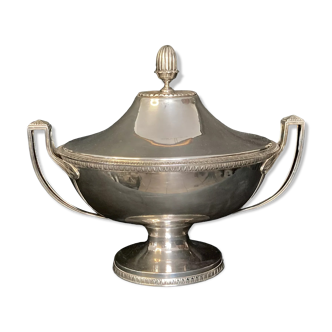 2203138 Old large tureen in silver metal nineteenth